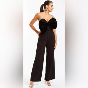 Mestiza New York Jules Strapless Velvet Bow-Front Jumpsuit in Black Size 2 NWT